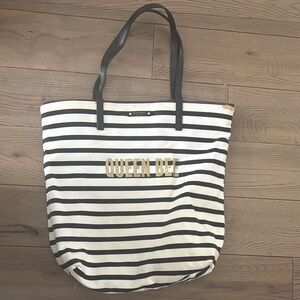 Queen Bee Striped Tote Bag - Black and White